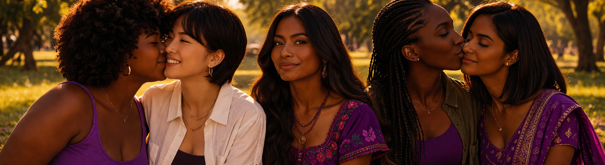 Group of polyamorous women in a picnic together